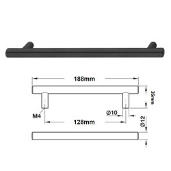 Poignée de meuble en acier, ronde noire
