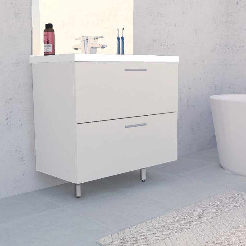 Meuble De Rangement 125 Cm Avec étagères Réglables – Pour Salle De Bain, Salon, Blanc